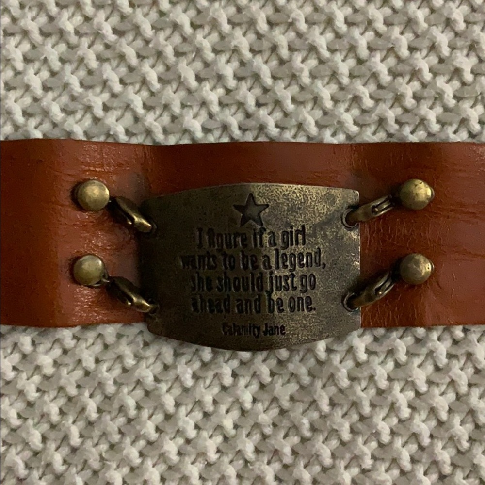 Leather quote bracelet
